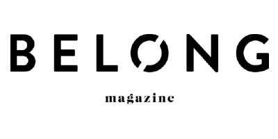 Black text on a white background reads BELONG in large, bold letters, with the O represented by a broken circle. Below, magazine is written in a smaller, serif font.