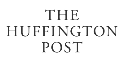 The image displays the words The Huffington Post in uppercase, serif font, centered on a light gray background.