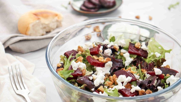 Toasted beet and goat cheese salad